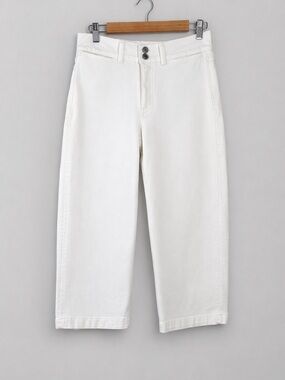 Banana Republic Ivory High Rise Wide Leg Crop Premium Denim Jean - Size 27